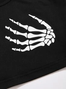 SHEIN Unity 骷髅圖案吊帶短上衣 - 黑色 - 查看 4