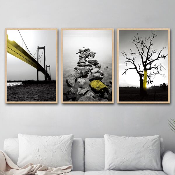 

3pcs Landscape Print Unframed Painting, Multicolor