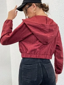 Mulvari Áo khoác trùm đầu có mũ trùm đầu, túi thả vai màu đỏ tía - Màu Đỏ Sâu - Xem 2