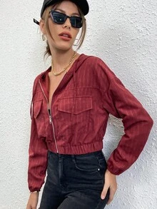 Mulvari Áo khoác trùm đầu có mũ trùm đầu, túi thả vai màu đỏ tía - Màu Đỏ Sâu - Xem 5