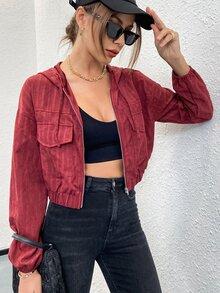 Mulvari Áo khoác trùm đầu có mũ trùm đầu, túi thả vai màu đỏ tía - Màu Đỏ Sâu - Xem 7