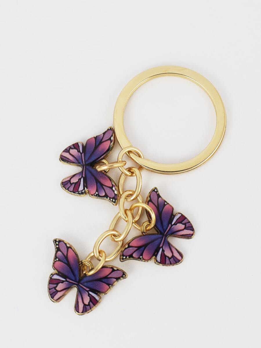 Llavero con accesorio de mariposa - Morado - Ver 1