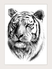 1sheet Tiger Pattern Tattoo Sticker - Black - View 1