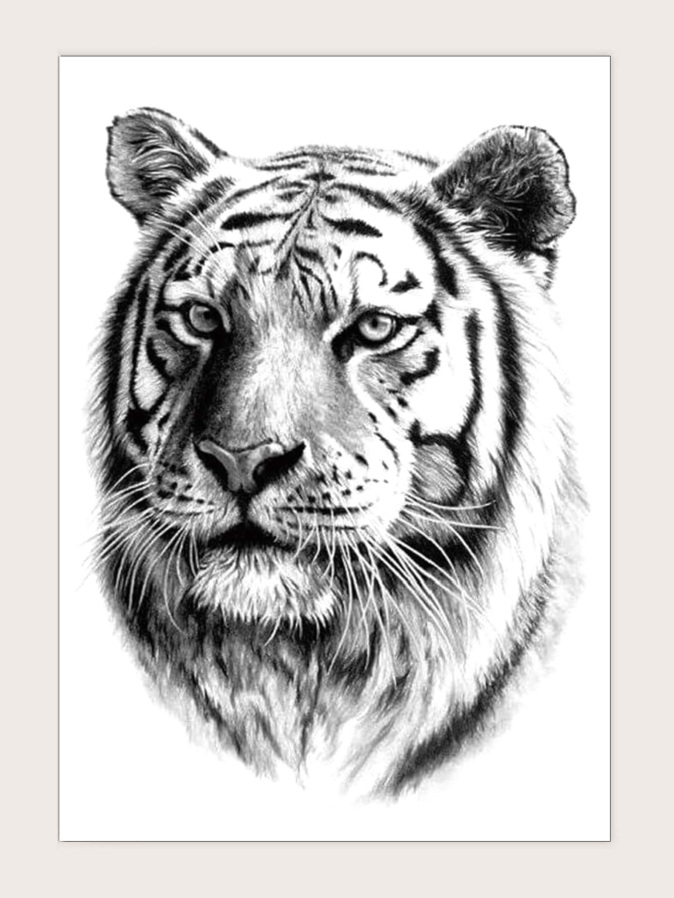 1sheet Tiger Pattern Tattoo Sticker - Black - View 1