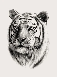 1sheet Tiger Pattern Tattoo Sticker - Black - View 4