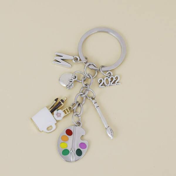 

Paint Brush Charm Keychain, White