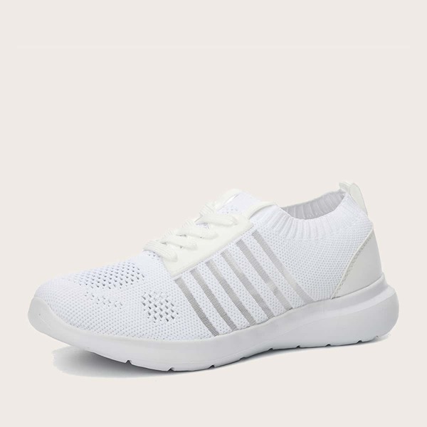 

Minimalist Striped Pattern Running Shoes, White
