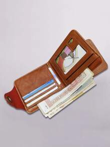 Retro Phong cách Công sở Ví Kẹp tiền Ví Với Nhiều Thẻ Máy đánh bạc Và Lái Giấy phép Túi , chất liệu da PU Gầy Ảo thuật Ví Cho nam giới Chủ thẻ - Cà phê nâu - Xem 4