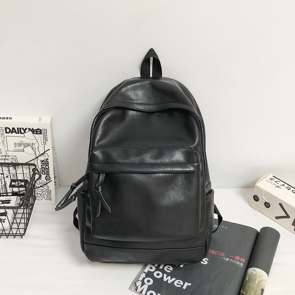 

Pocket Front Knot Detail Classic Backpack, Black