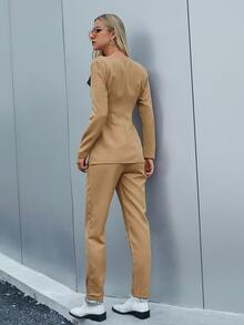 Sollinarry 單排釦西裝外套和長褲 - 卡其色 - 查看 2