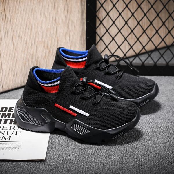 

Colorblock Slip On Knit Sneakers, Black