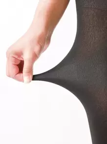 Leggings de cintura alta sólidos, forrados de felpa, acogedores - Negro - Ver 6