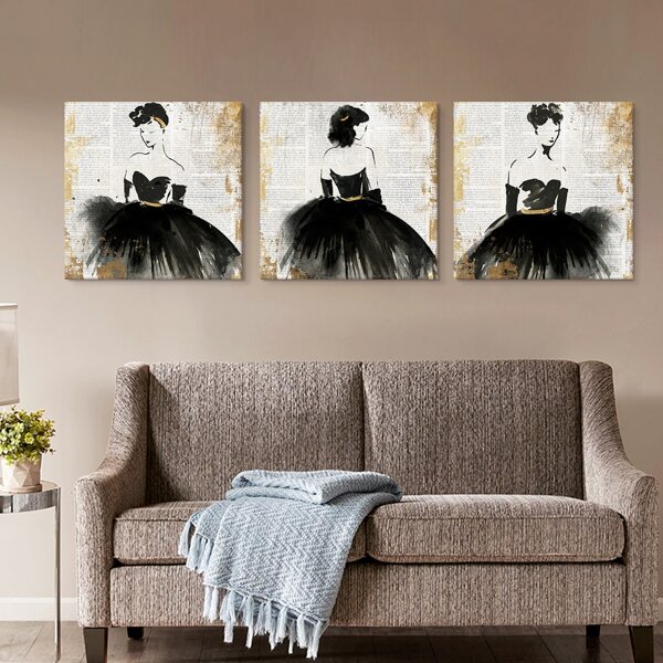 

3pcs Figure Graphic Unframed Painting, Multicolor