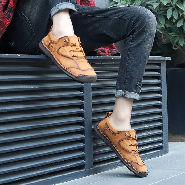 

Men Tree Graphic Lace-up Front Dress Shoes, Yellow