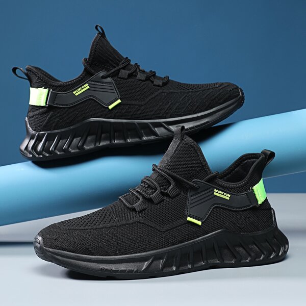 

Men Lace Up Decor Knit Sneakers, Multicolor