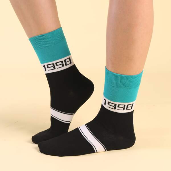 

Men Number Pattern Crew Socks, Multicolor