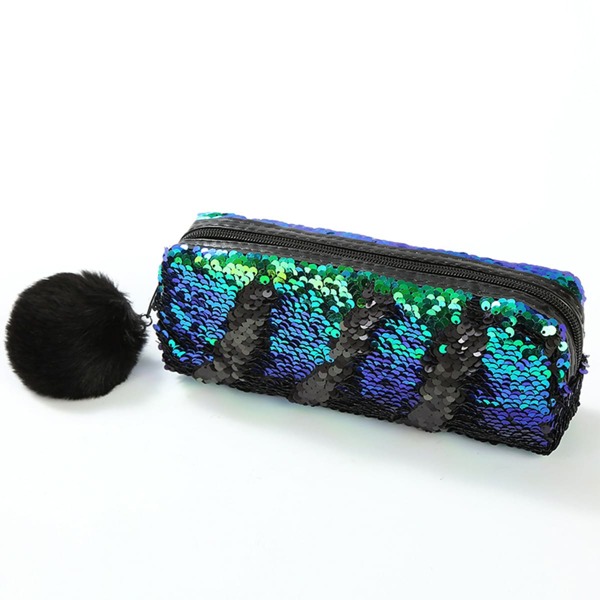 

Pom Pom Decor Sequin Pencil Case, Multicolor