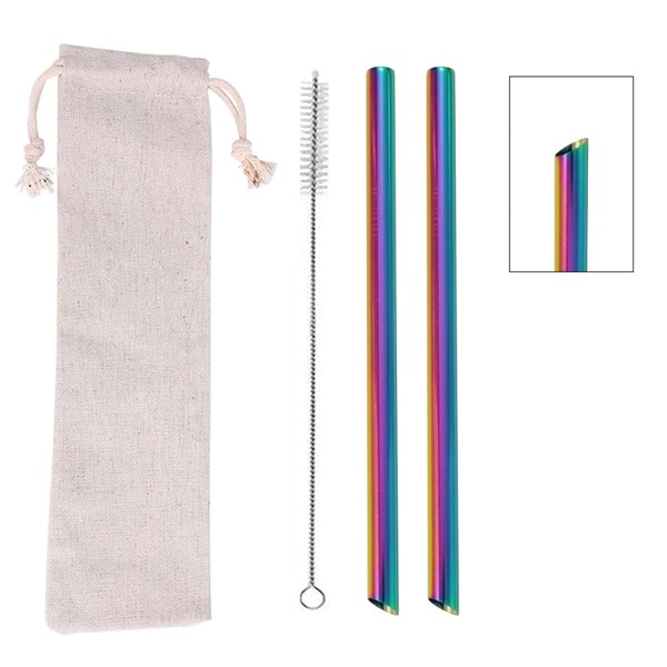 

1set Stainless Steel Straw With Brush, Multicolor