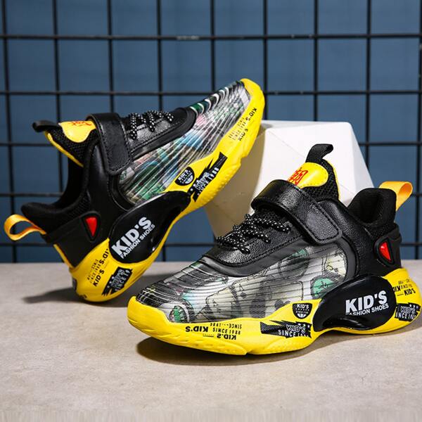 

Баскетбольные кроссовки с мультипликационным узором для мальчиков, Многоцветный