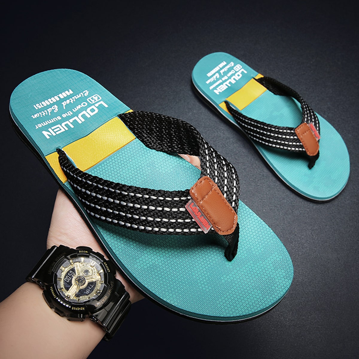 Вьетнамки с текстовым принтом для мужчины