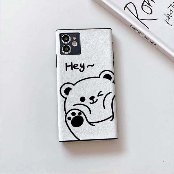 

Cartoon Bear Phone Case, Black and white