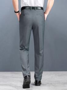 Manfinity 男士斜口袋套裝長褲不附腰帶 - 深灰色 - 查看 2