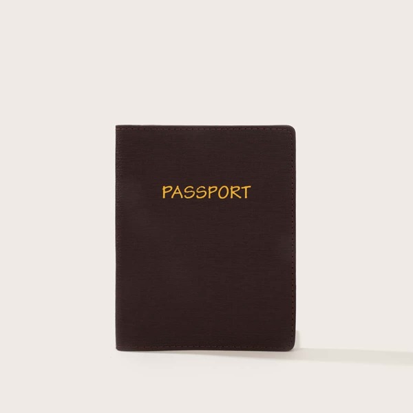 

Letter Graphic Passport Case, Coffee brown