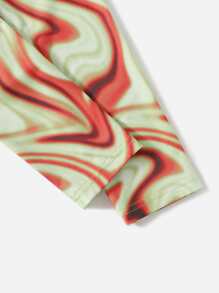 SHEIN Marble Print Cutout Top - Multicolor - View 4