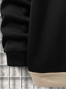 Manfinity Homme Men Letter Graphic Colourblock Thermal Lined Sweatshirt - Multicolor - View 4