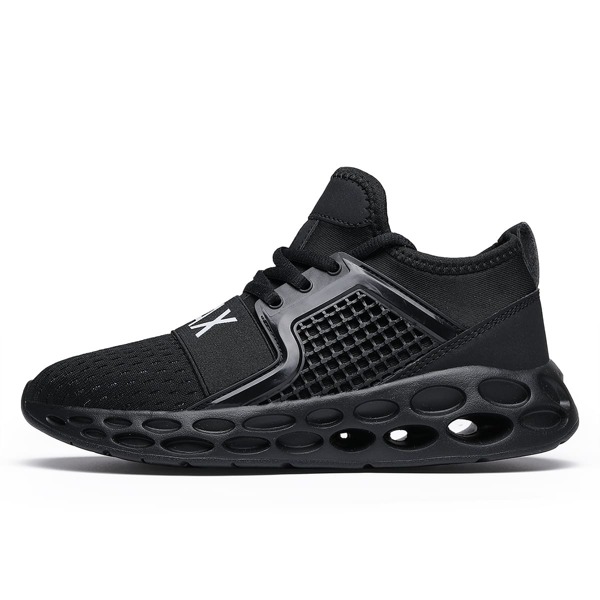 

Letter Graphic Lace-up Running Shoes, Black