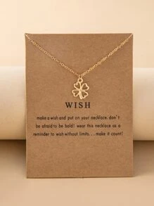 Clover Charm Necklace - Yellow Gold - View 1