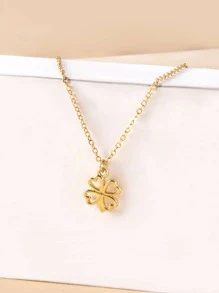 Clover Charm Necklace - Yellow Gold - View 2