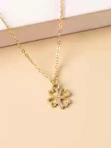 Clover Charm Necklace - Yellow Gold - View 3
