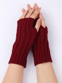 Guantes sin dedo unicolor tejido - Burdeos - Ver 1