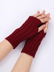 Guantes sin dedo unicolor tejido - Burdeos - Ver 2