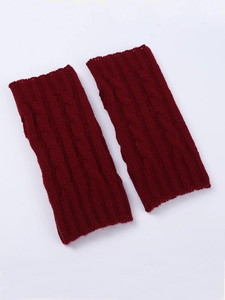Guantes sin dedo unicolor tejido - Burdeos - Añade 3