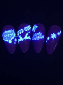 2張發光聖誕節指甲貼紙,聖誕自粘指甲貼花,聖誕節派對禮物袋填充物,適用於兒童,聖誕節,新年派對裝飾 - 白色 - 查看 2