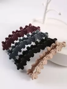 4件套哑光花朵设计香蕉发夹发饰爪夹发卡，适合上学、度假等场合，女士适用。 - 彩色 - 查看 1