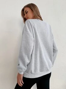 SHEIN Unity Tree And Letter Graphic Sweatshirt - Grey - View 2