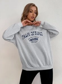 SHEIN Unity Tree And Letter Graphic Sweatshirt - Grey - View 3