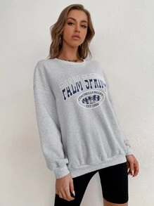 SHEIN Unity Tree And Letter Graphic Sweatshirt - Grey - View 4