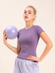 插肩袖運動T恤 - 淡紫色 - 查看 3