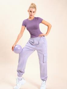 插肩袖運動T恤 - 淡紫色 - 查看 5