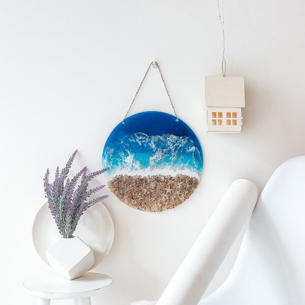 

1pc Beach Pattern Wall Hanging, Blue