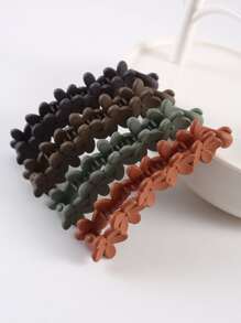 4 件套哑光花卉图案发夹、发饰 - 彩色 - 查看 2