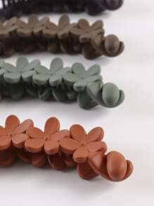 4 件套哑光花卉图案发夹、发饰 - 彩色 - 查看 4