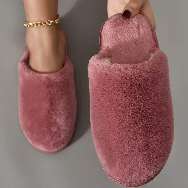 

Wide Fit Fluffy Bedroom Slippers, Hot pink