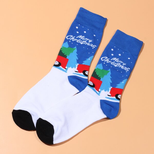 

Christmas Letter Graphic Crew Socks, Multicolor