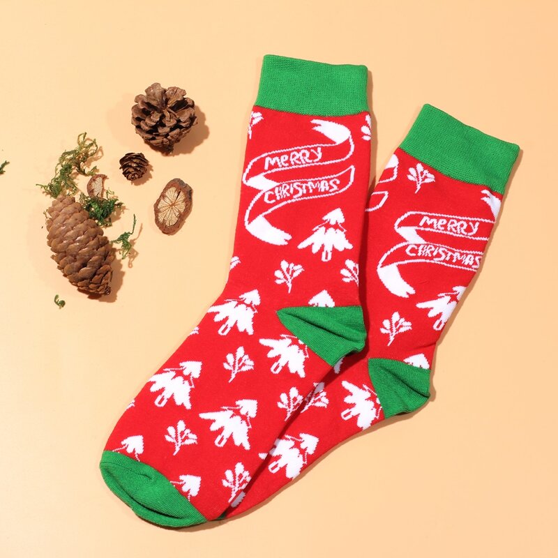 

Christmas Tree Print Crew Socks, Multicolor