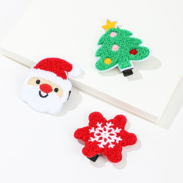 

3pcs Christmas Santa Claus Decor Hair Clip, Multicolor